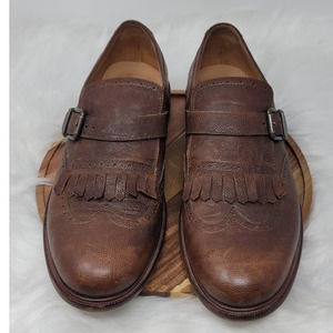 GEOX CUOIO Men's Brown Wing Tipped Side Buckle Dress Shoe 44/ US 11